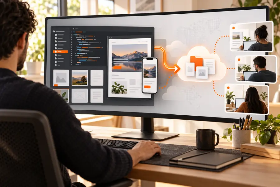 A Windows browser workflow before moving a project into a shared workspace